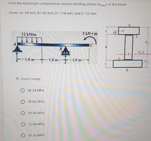 Solved Find the maximum compressive normal bending stress | Chegg.com