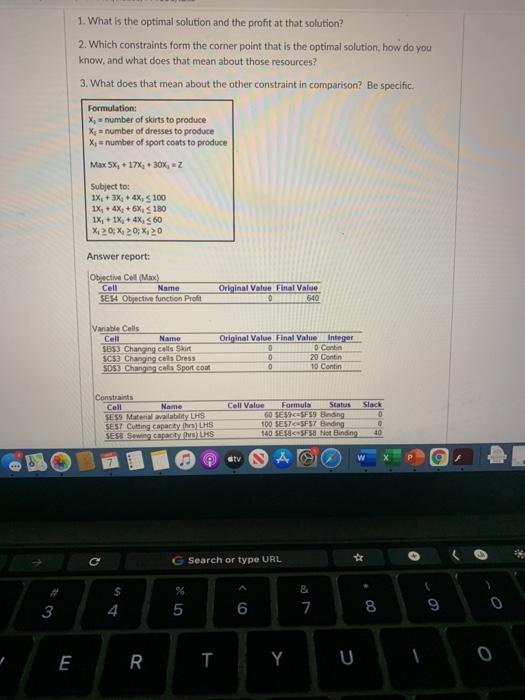 Solved 1. What is the optimal solution and the profit at | Chegg.com