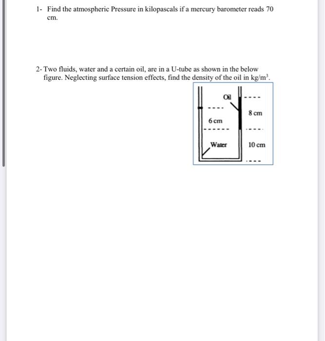 Atmospheric Pressure In Kilopascals