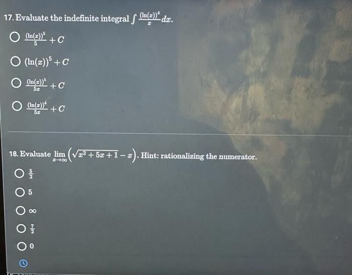 integral of ln x 5