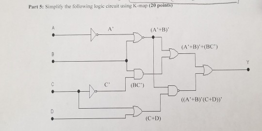 Solved Part 5: Simplify the following logic circuit using | Chegg.com