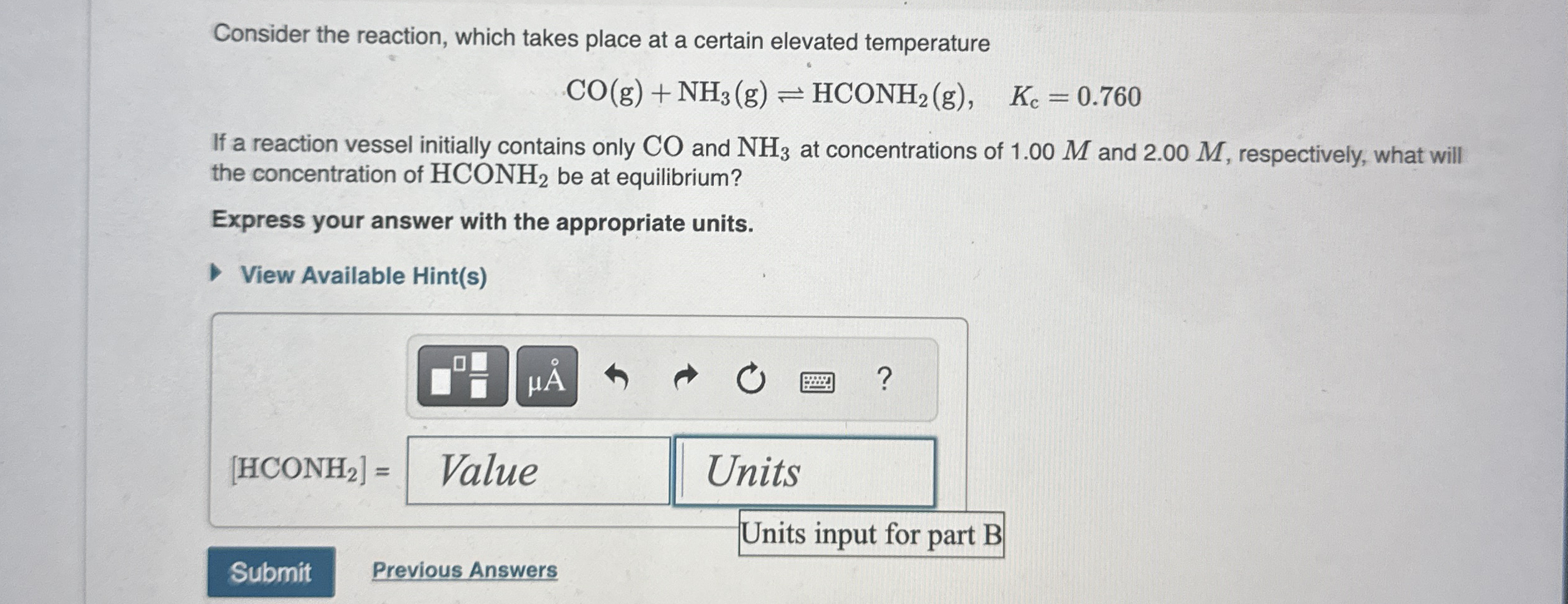 Solved Consider the reaction, which takes place at a certain | Chegg.com