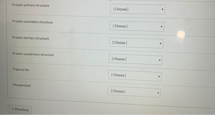 Solved Choose ] The linear sequence of a protein's amino | Chegg.com