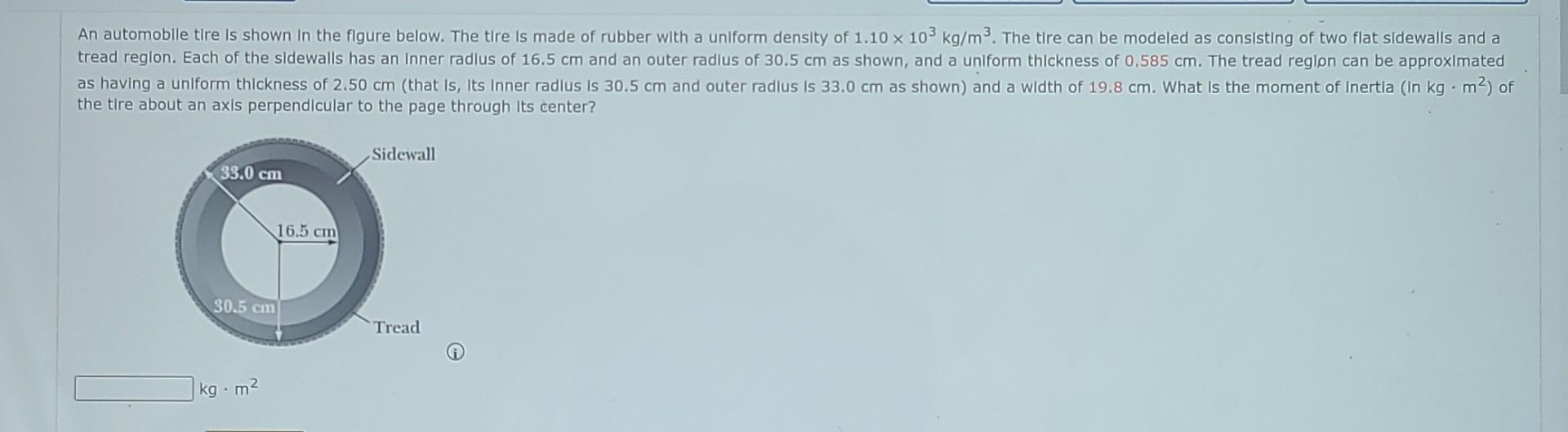 Solved An automobile tire is shown in the figure below. The | Chegg.com