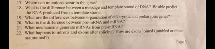 Solved 17. Where can mutations occur in the gene? 18. What | Chegg.com