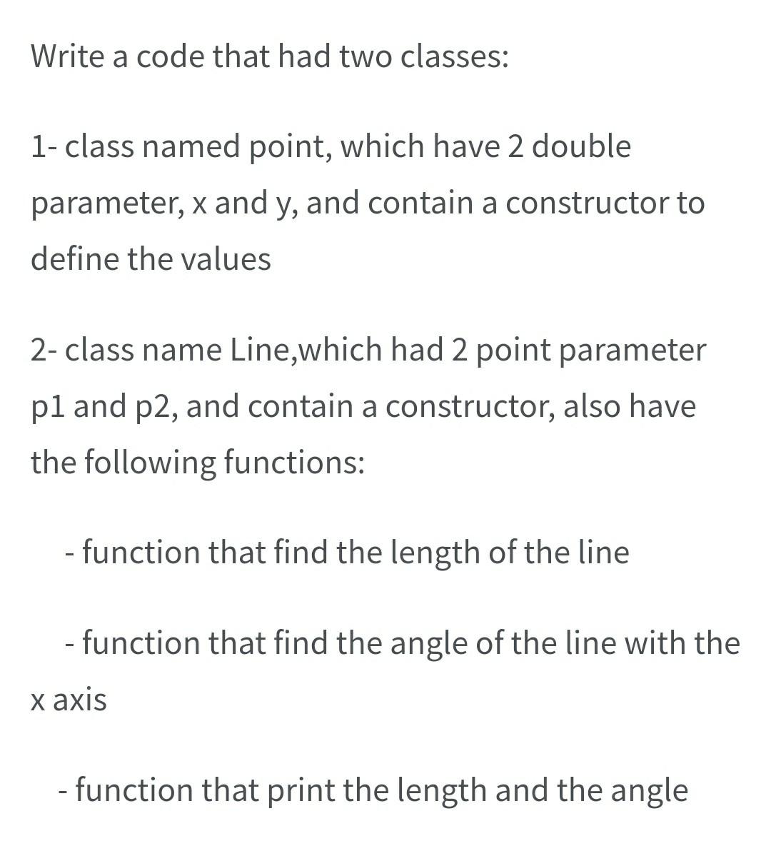 Solved Write a code that had two classes: 1- class named | Chegg.com