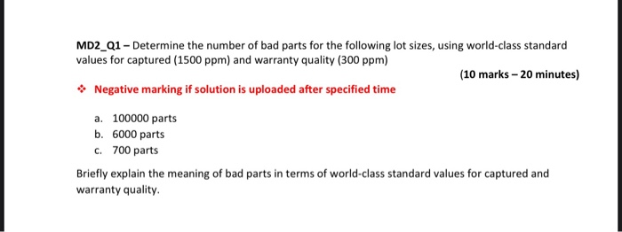 Solved Md2 Q1 Determine The Number Of Bad Parts For The Chegg Com