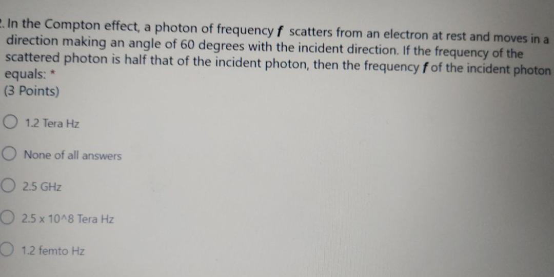 Solved 2. In the Compton effect, a photon of frequency f | Chegg.com