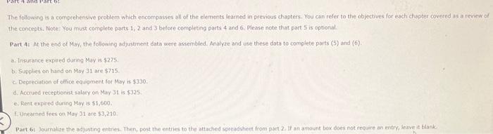 a. Insurance expired during May is $275. b. Supplies | Chegg.com