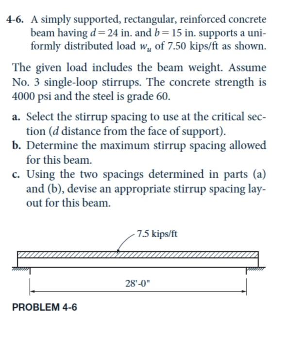 Solved 4 6 A Simply Supported Rectangular Reinforced 6677