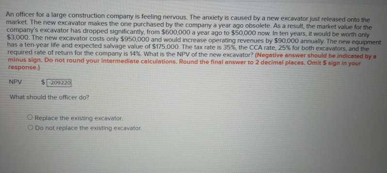 Solved An officer for a large construction company is | Chegg.com