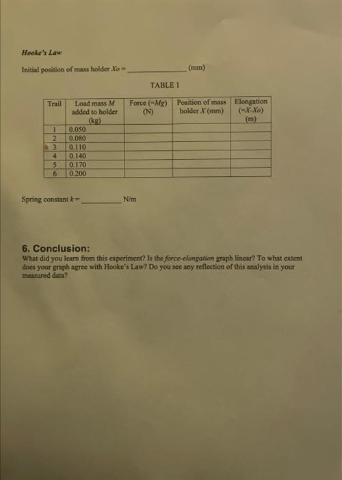 Lab \ 3 Verification of Hooke's Law \& Simple