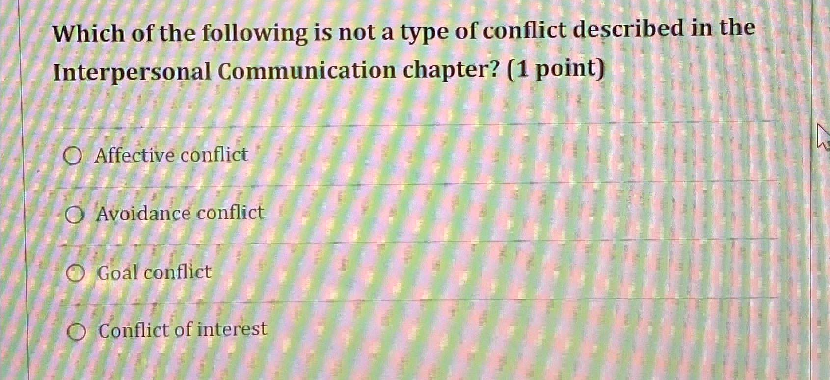 Solved Which of the following is not a type of conflict | Chegg.com