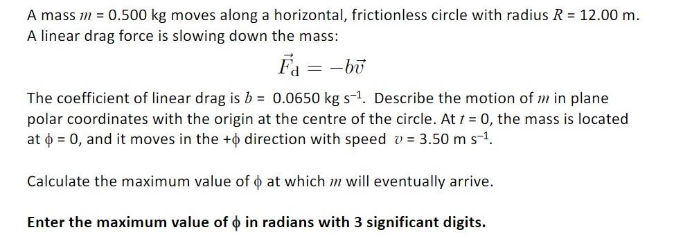 Solved A Mass M=0.500 Kg Moves Along A Horizontal, 