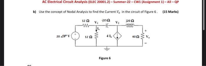 Solved AC Electrical Circuit Analysis (ELEC 20001.2) - | Chegg.com