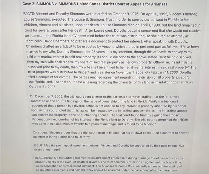 Solved Ise 2 SIMMONS v. SIMMONS United States District