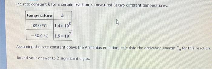 Solved The rate constant k for a certain reaction is | Chegg.com