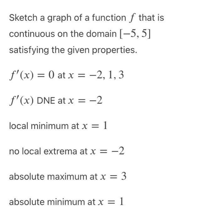 Solved Sketch a graph of a function f that is continuous on | Chegg.com