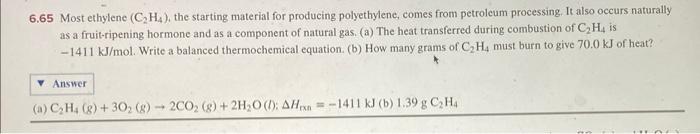 Solved 6.65 Most ethylene C2H4 the starting material for