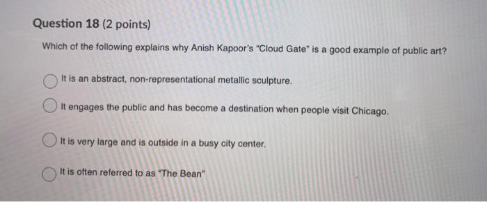 Solved Question 18 (2 points) Which of the following | Chegg.com