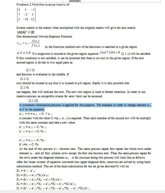 Solved Problem 2 Find the inverse matrix of | Chegg.com