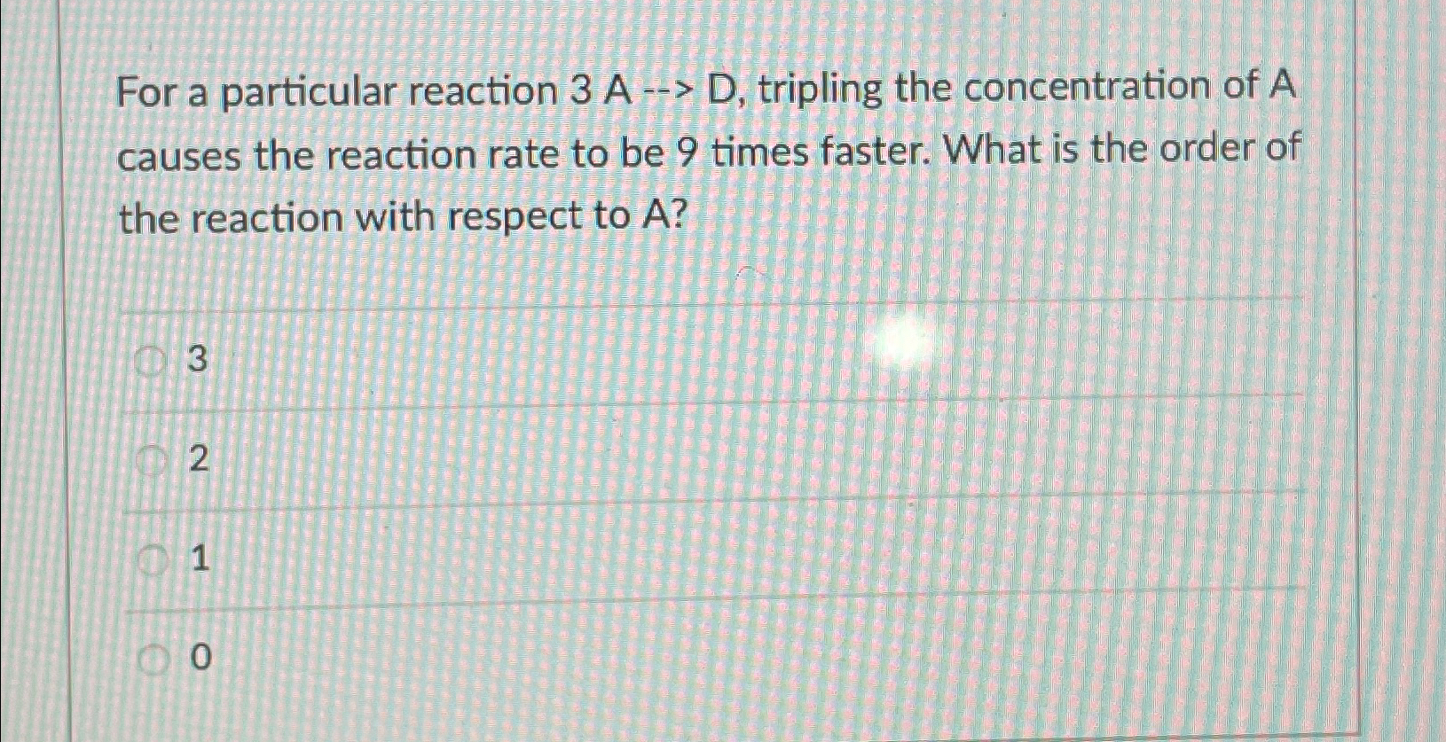 Solved For a particular reaction 3A→D, ﻿tripling the | Chegg.com