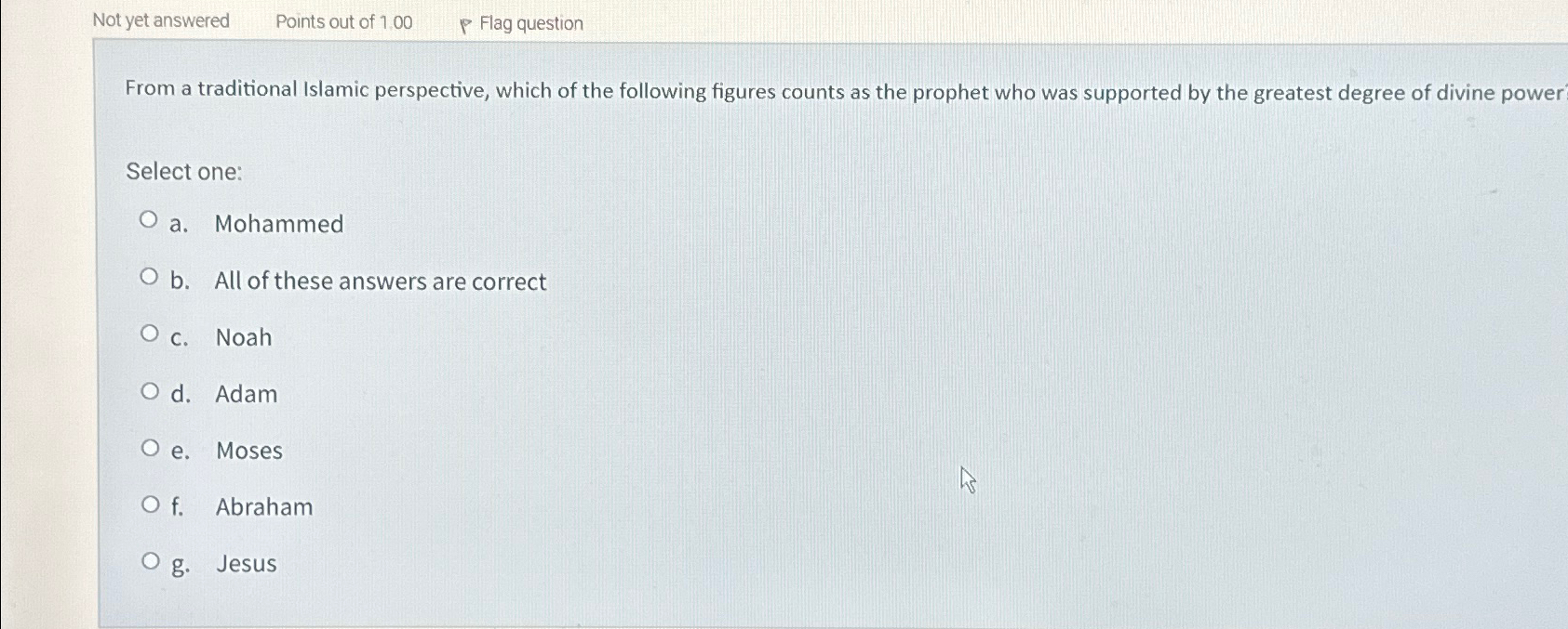 Solved Not yet answeredPoints out of 1.00Flag questionFrom a | Chegg.com