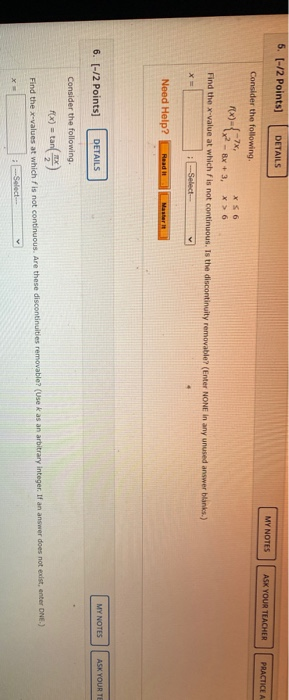 Solved 5. (-/2 Points) DETAILS MY NOTES ASK YOUR TEACHER | Chegg.com