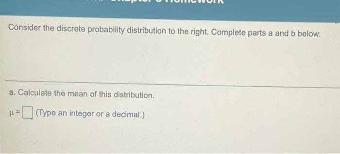 Solved Consider the discrete probability distribution to the | Chegg.com