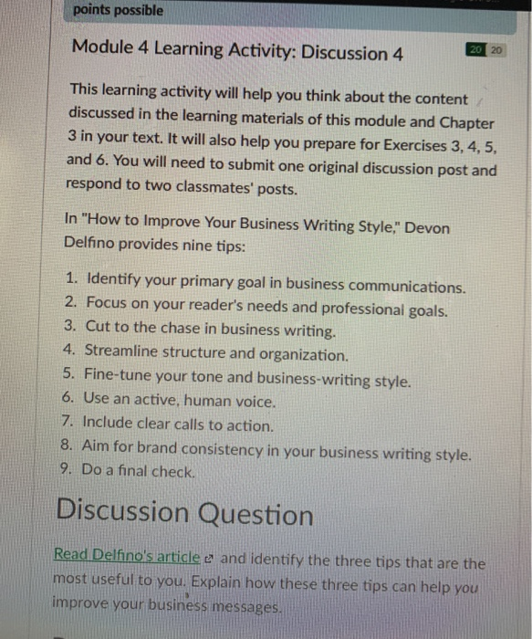 Solved Points Possible Module 4 Learning Activity: | Chegg.com