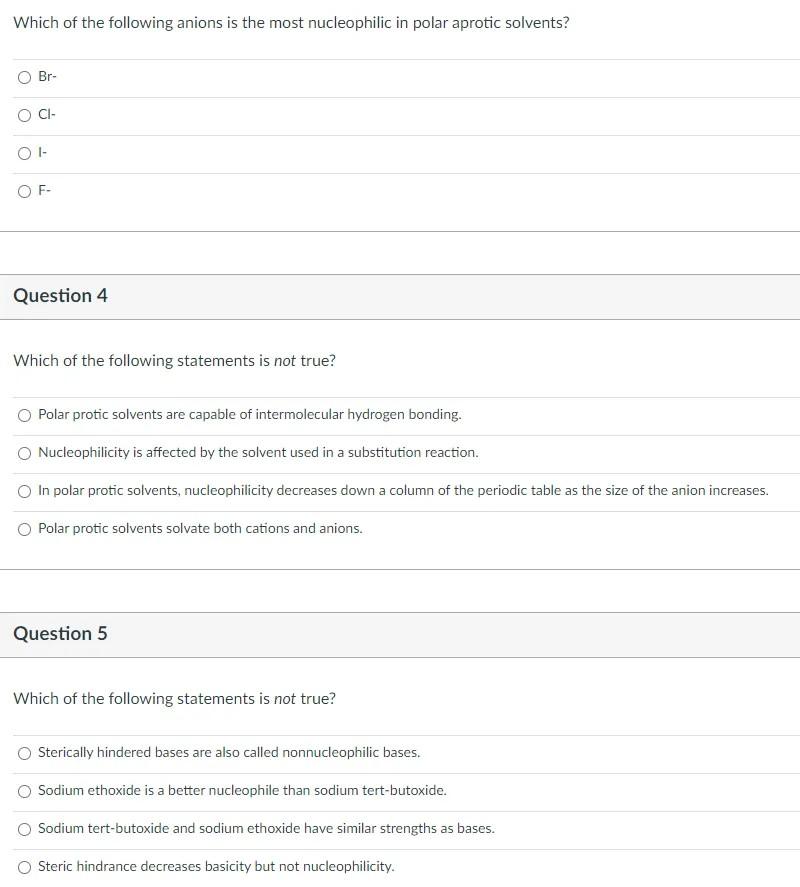 Solved Which of the following solvents is not a polar protic | Chegg ...