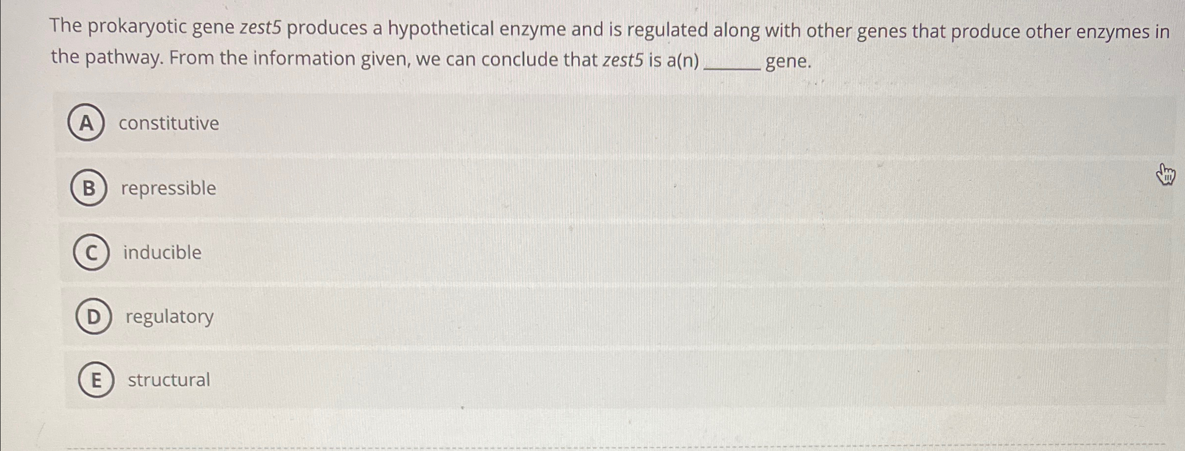 Solved The prokaryotic gene zest5 ﻿produces a hypothetical | Chegg.com