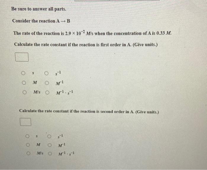 Solved Be Sure To Answer All Parts. Consider The Reaction AB | Chegg.com