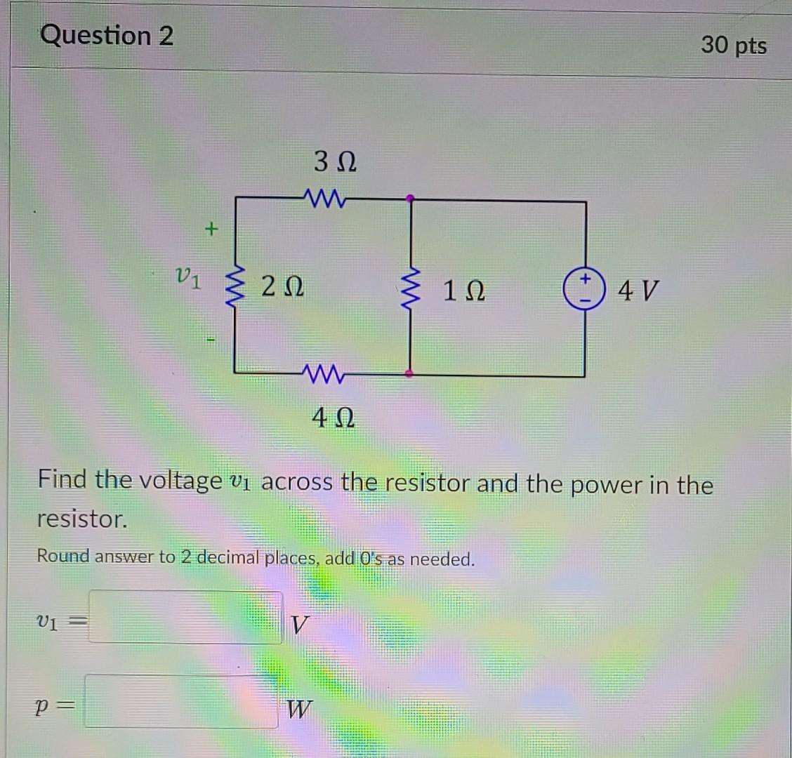 Solved Find The Voltage V1 Across The Resistor And The Power | Chegg.com