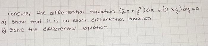 Solved Consider the differential Equation | Chegg.com