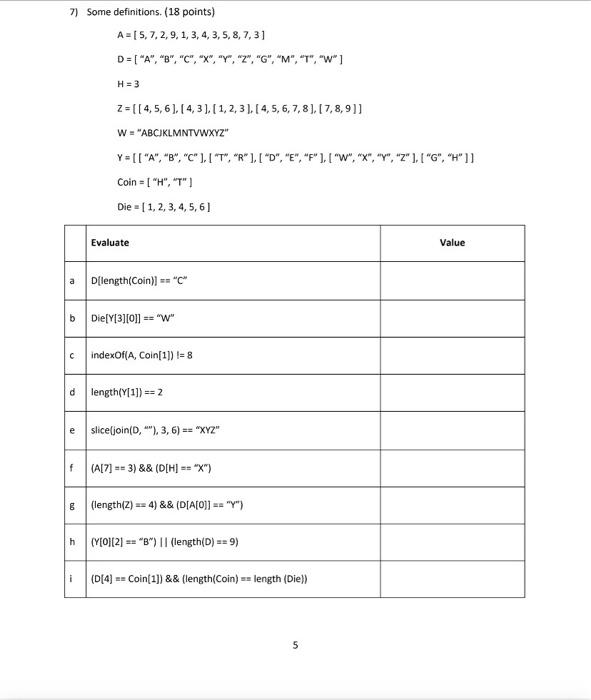 Solved 7 Some Definitions 18 Points A 5 7 2 9 1 Chegg Com