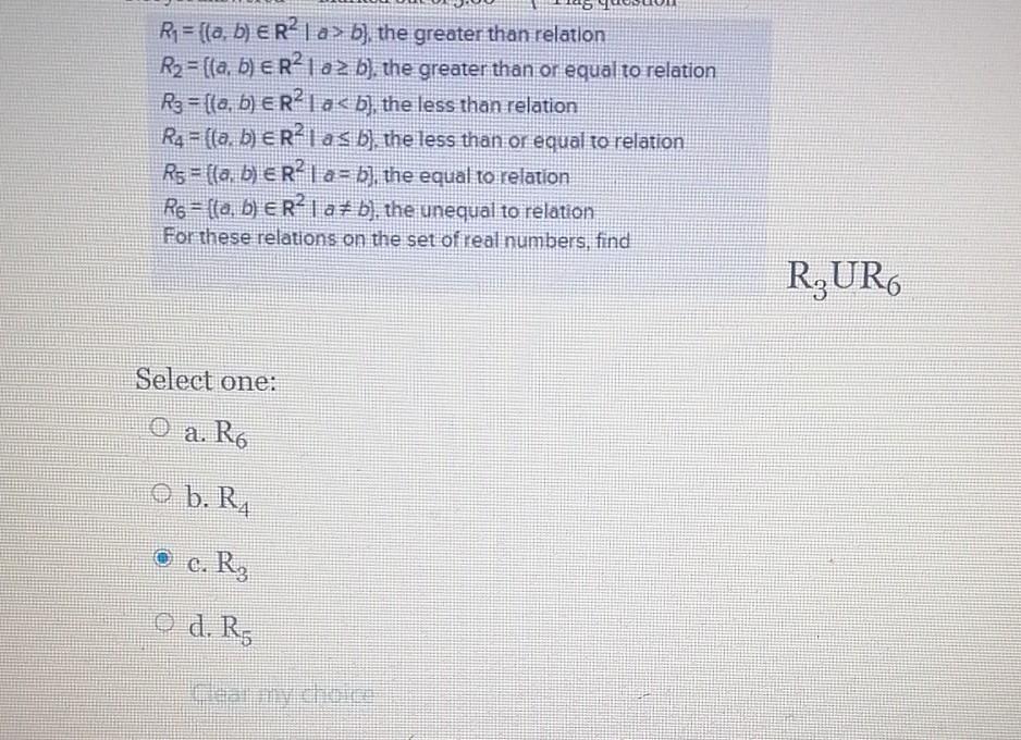 Solved R2 = {(a, B) ER’ | A> B), The Greater Than Relation | Chegg.com