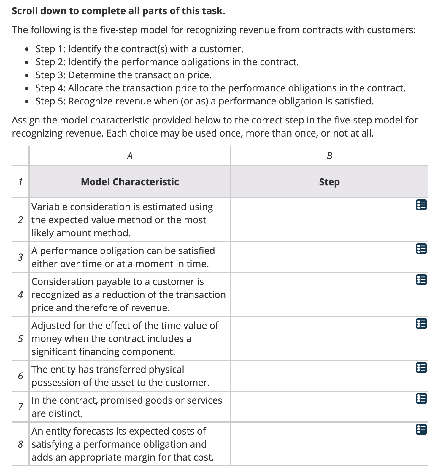 Solved Scroll down to complete all parts of this task.The | Chegg.com