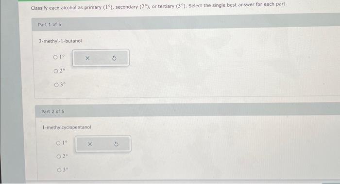 Solved Classify each alcohol as primary (1∘), secondary | Chegg.com