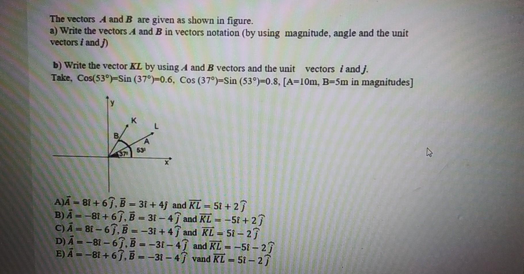 Solved The Vectors A And B Are Given As Shown In Figure. A) | Chegg.com