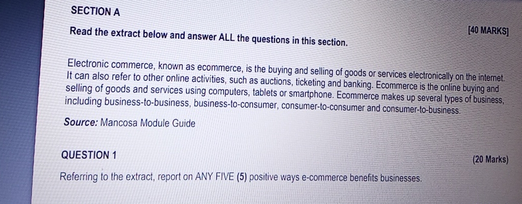 Solved SECTION ARead the extract below and answer ALL the | Chegg.com