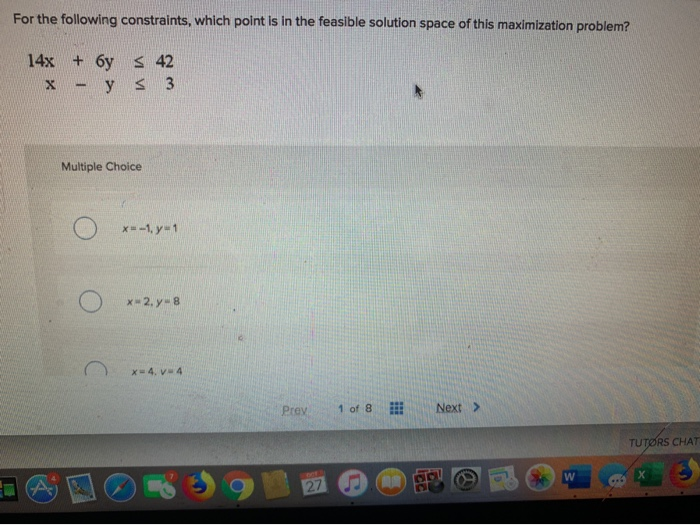 Solved For the following constraints, which point is in the | Chegg.com