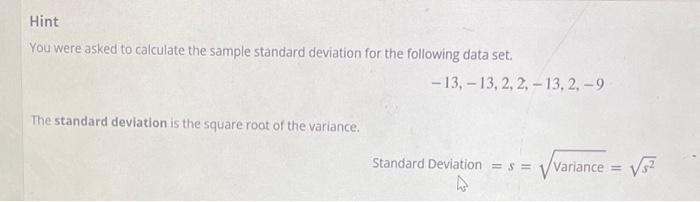 Solved You were asked to calculate the sample standard | Chegg.com