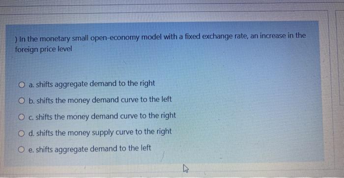 Solved In the monetary small open-economy model with a fixed | Chegg.com