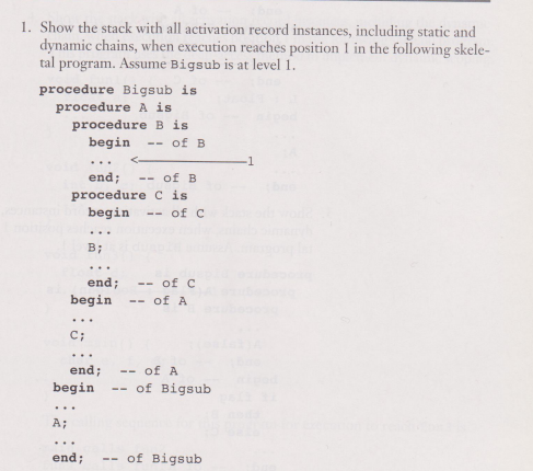 Solved 1. ﻿Show the stack with all activation record | Chegg.com