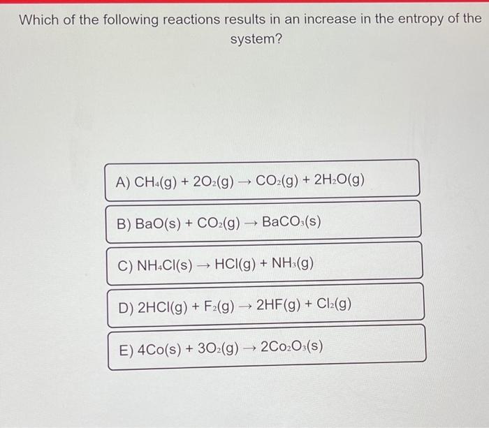 Solved Which of the following reactions results in an | Chegg.com