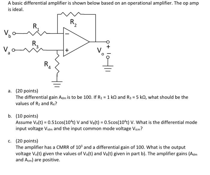 Solved A basic differential amplifier is shown below based