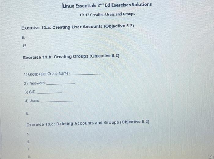 Linux Essentials 2nd Ed Exercises Solutions Ch 13 | Chegg.com
