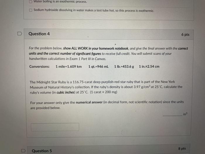 Solved Water boiling is an exothermic process. Sodium