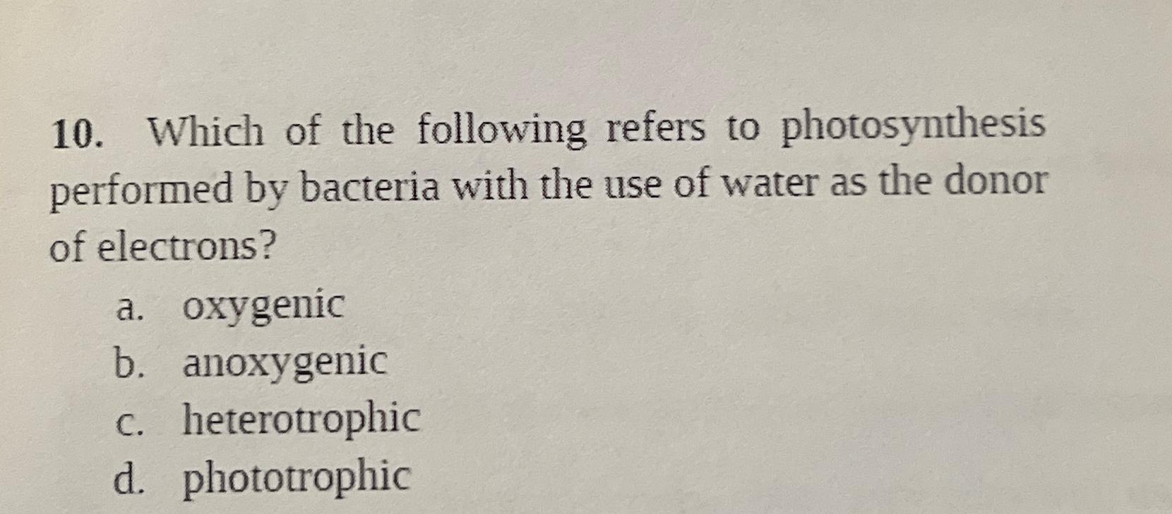 Solved Which Of The Following Refers To Photosynthesis | Chegg.com